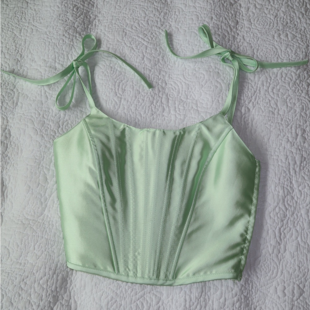 Sugar Thrillz Light Green Satin Corset